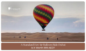 Hot air balloon Dubai sunrise over desert dunes