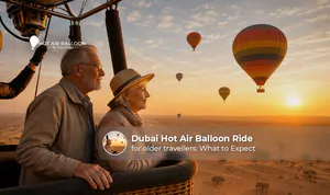 Dubai hot air balloon ride for older travellers over the desert at sunrise