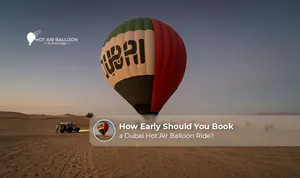 Dubai hot air balloon ride over the desert at sunrise.