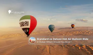 Standard vs deluxe hot air balloon ride in Dubai.