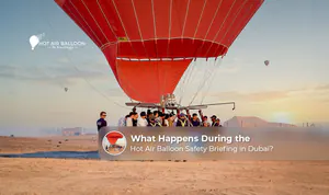 Hot air balloon safety briefing in Dubai.