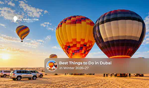 Travellers enjoying outdoor attractions and desert experiences in Dubai during the winter season.